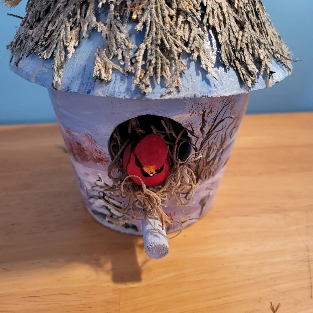 Cardinal painted Bird house decor